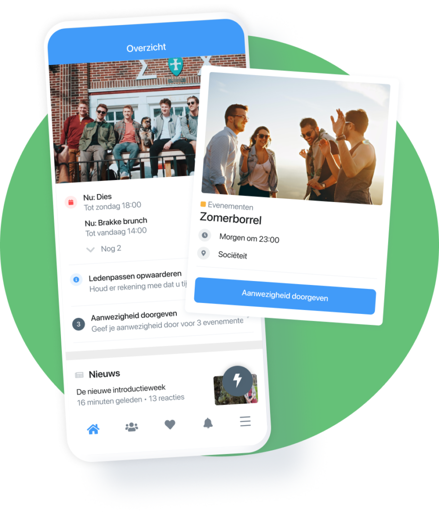 Voorbeeld Socie app studentenverenigingen