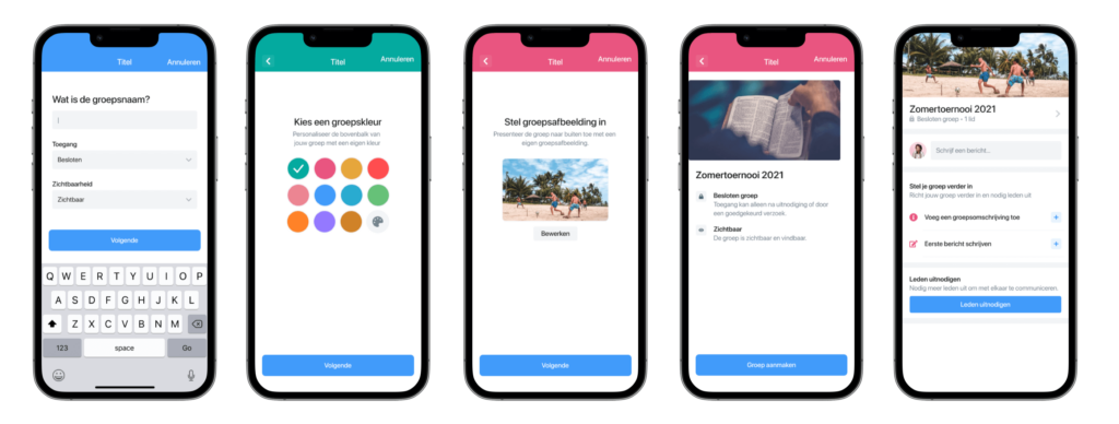 Groepen aanmaken in een app